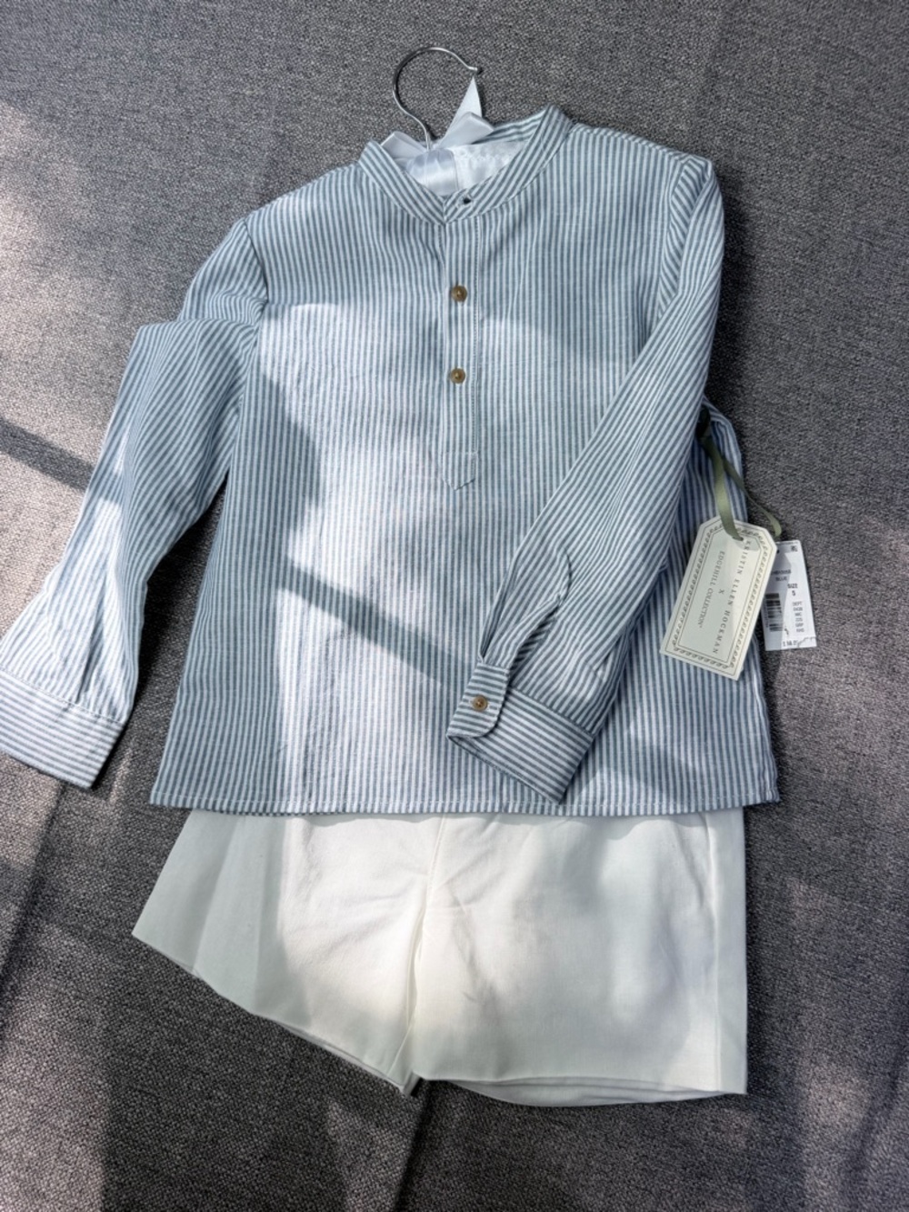 Edgehill Collection Blue & White Striped Kids Long-Sleeve Top